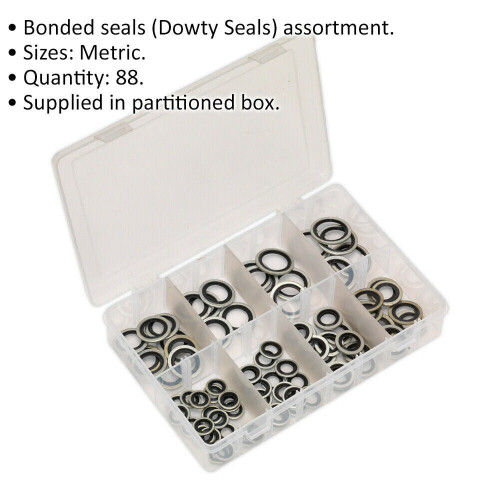 Loops 88 Piece Bonded Dowty Seals Assortment - Metric Sizing - Dowty Sealing Washer 1