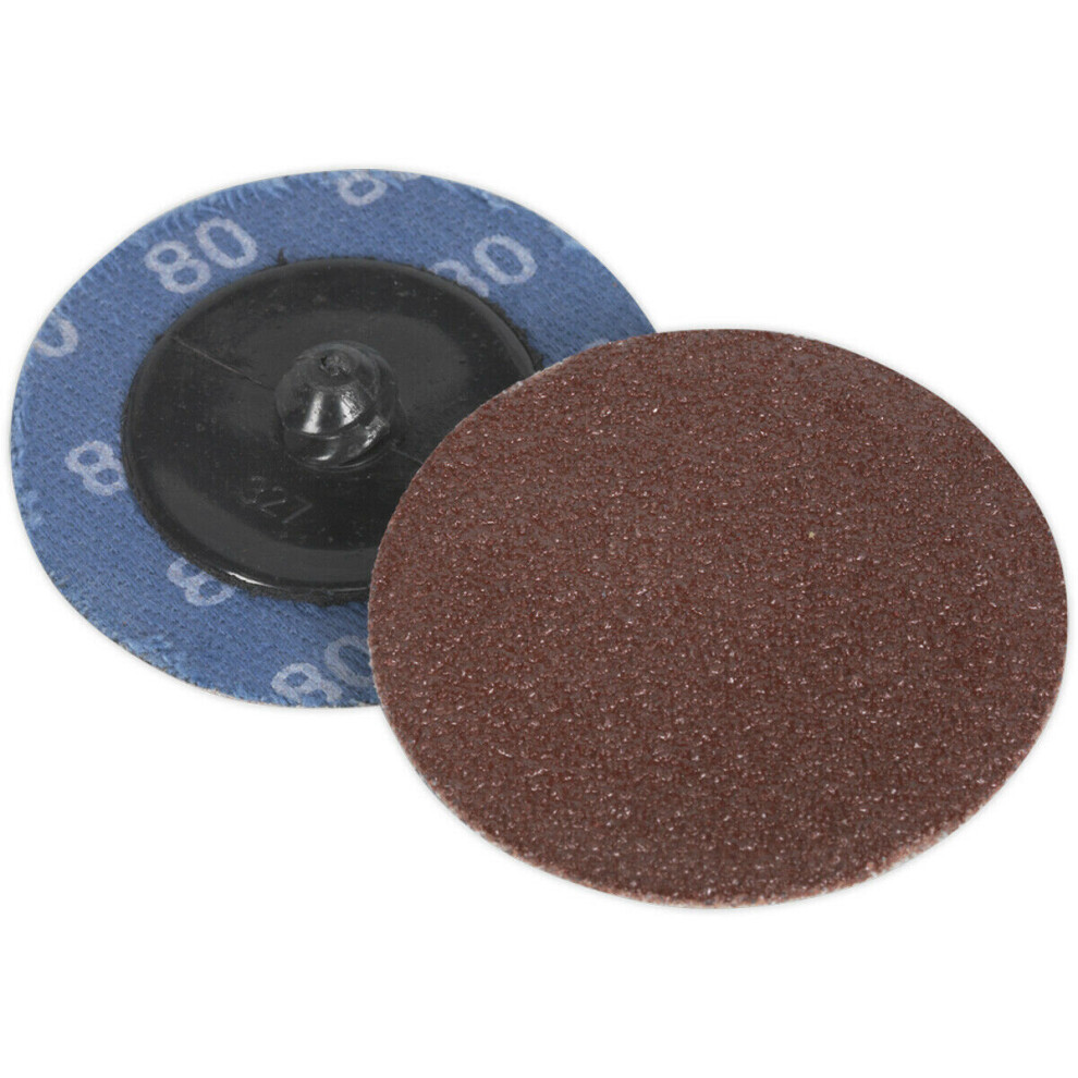 Loops 10 Pack - 50Mm Quick Change Mini Sanding Discs - 80 Grit Aluminium Oxide Sheet
