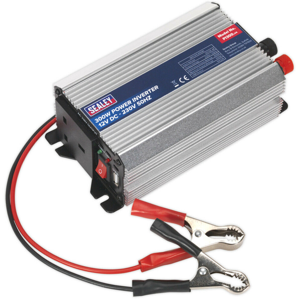 300w Power Inverter - 12V DC to 230V - 5V USB Port - Short Circuit Protection