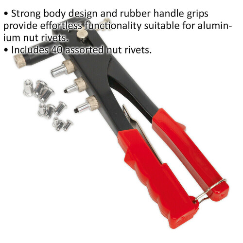 Loops Threaded Nut Riveter Tool - 255mm Hand Rivet Gun - Adjustable Nozzle M3 M4 M5 M6 1