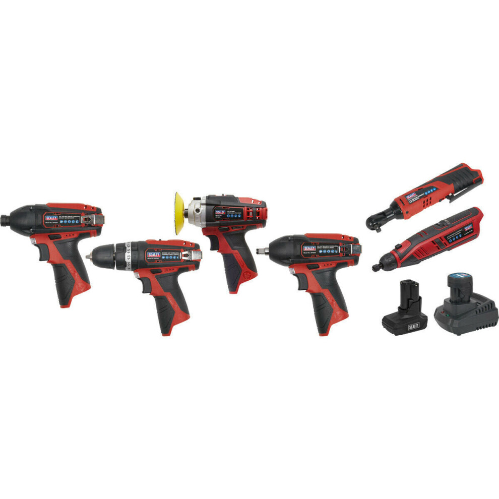 Loops 6X Cordless Power Tool Bundle & 2X Batteries - Hammer Drill Impact Driver Wrench