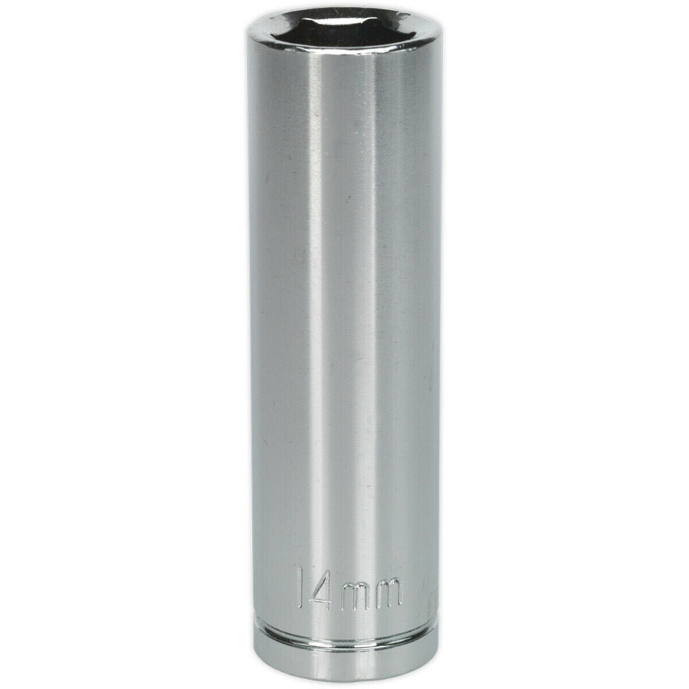 Loops 14Mm Chrome Plated Deep Drive Socket - 1/2" Square Drive High Grade Carbon Steel