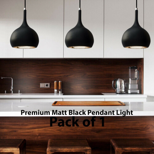 Loops Hanging Ceiling Pendant Light Matt Black & Copper Kitchen Lamp Built in LED 1
