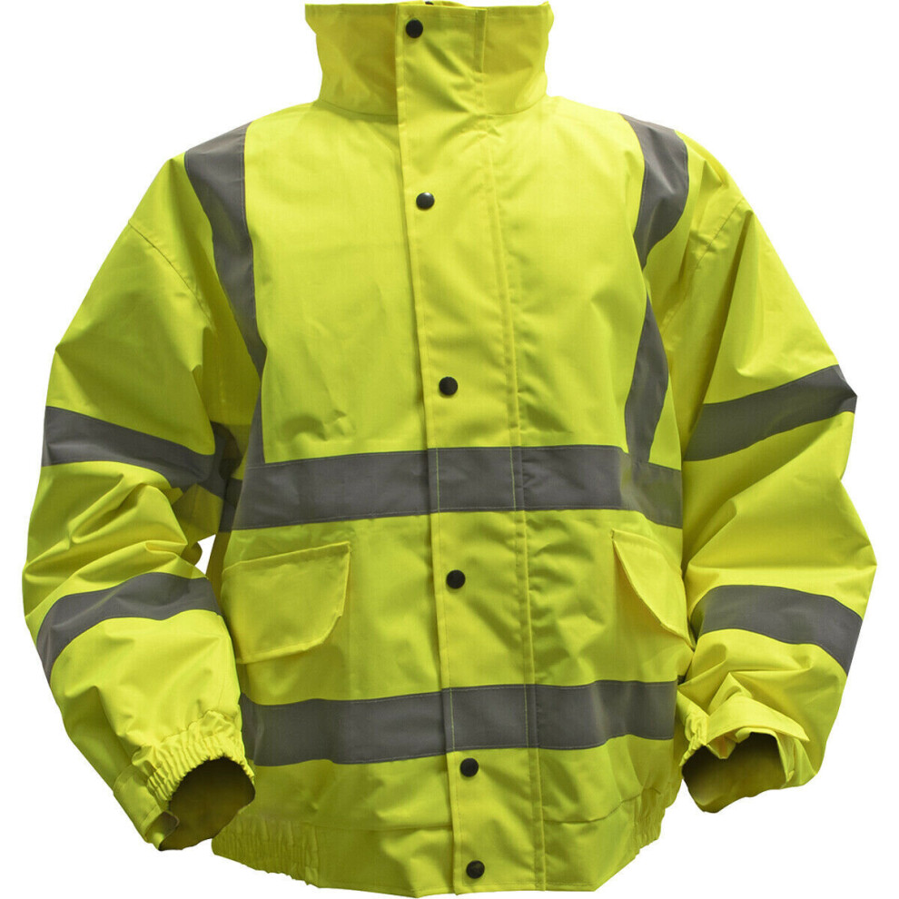 LARGE Yellow Hi-Vis Jacket with Quilted Lining - Elasticated Waist - Work Wear