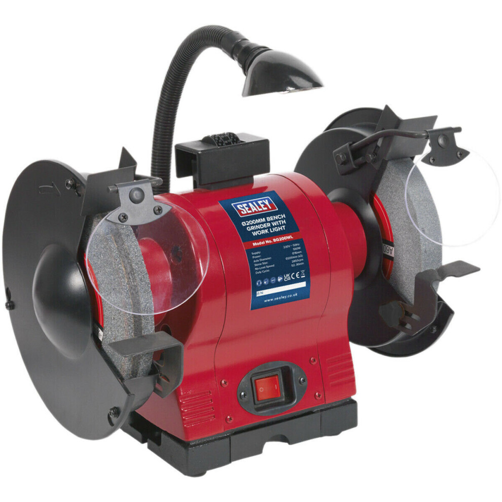 Loops 200Mm Bench Grinder - 550W High Power Induction Motor - Built-In Wheel Dresser