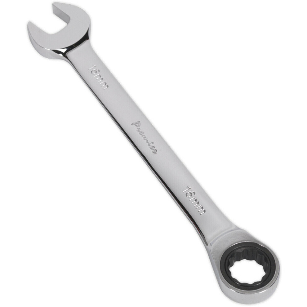 16mm Ratchet Combination Spanner - Chrome Vanadium Steel - 72 Tooth Ratchet Ring