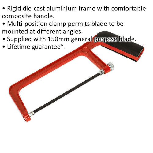 Loops 150mm Junior Hacksaw with Adjustable General-Purpose Blade - Aluminium Frame 1