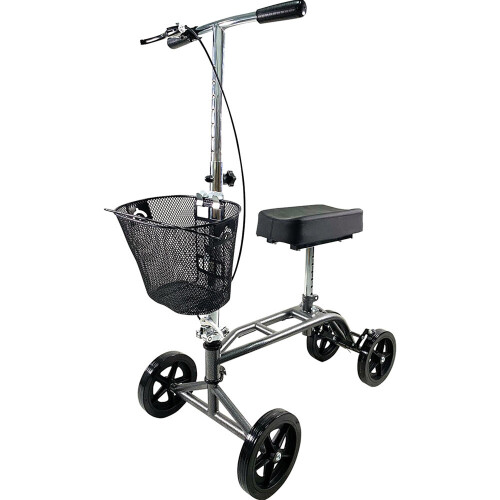Loops Silver Steerable Knee Walker - Height Adjustable Compact Mobility Walking Aid 2