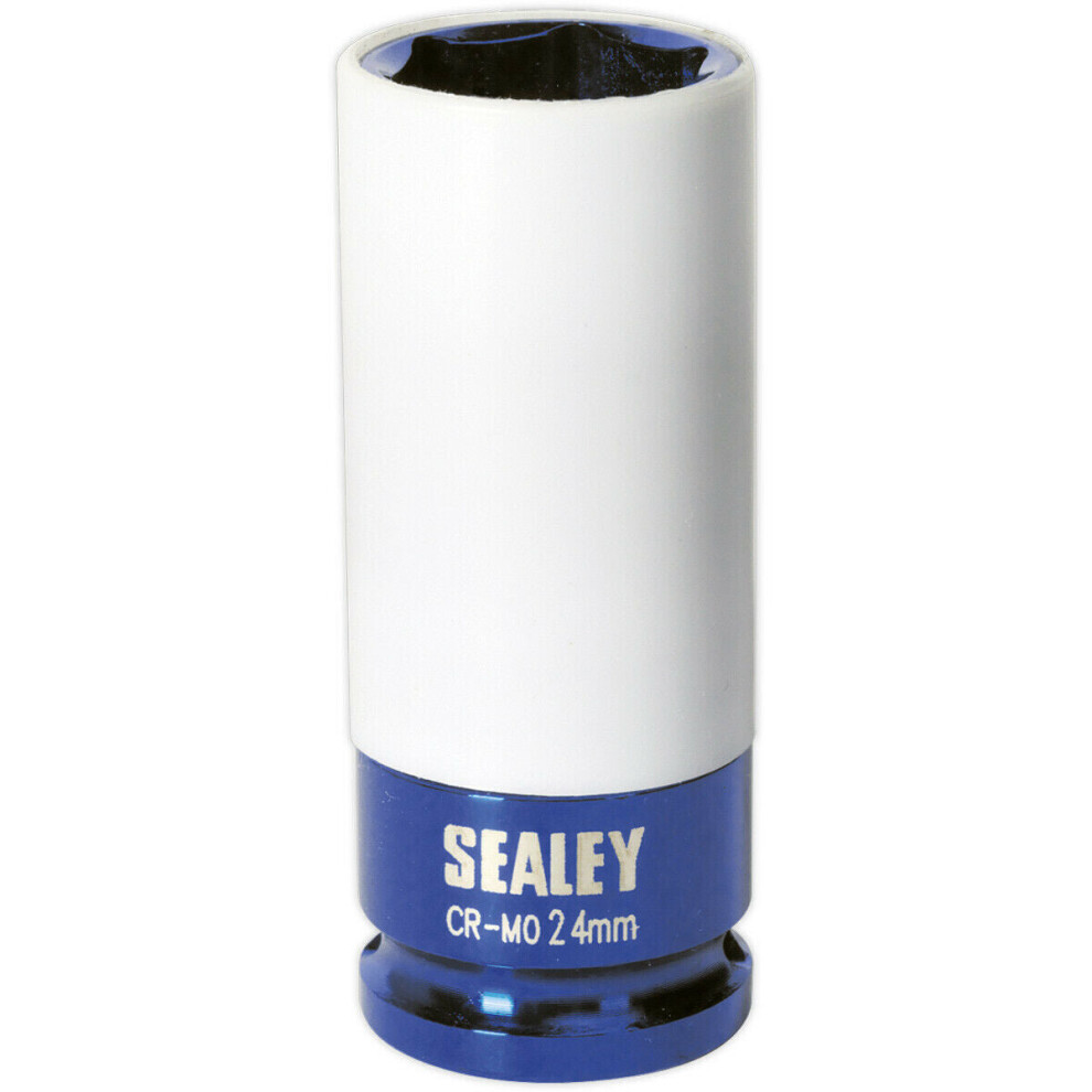 Loops 24Mm Alloy Wheel Impact Socket - 1/2" Square Drive - Rim Protect Sleeved Socket