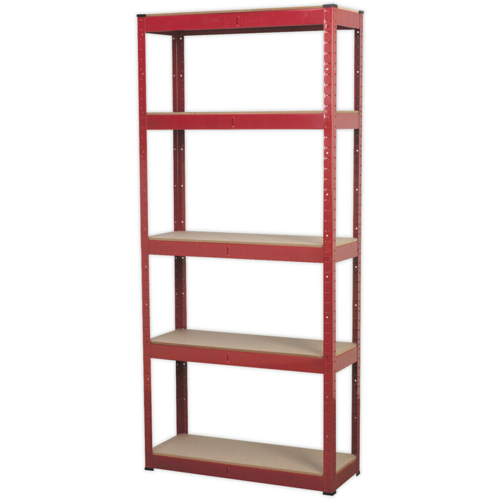 Warehouse Racking Unit with 5 MDF Shelves - 150kg Per Shelf - Steel Frame