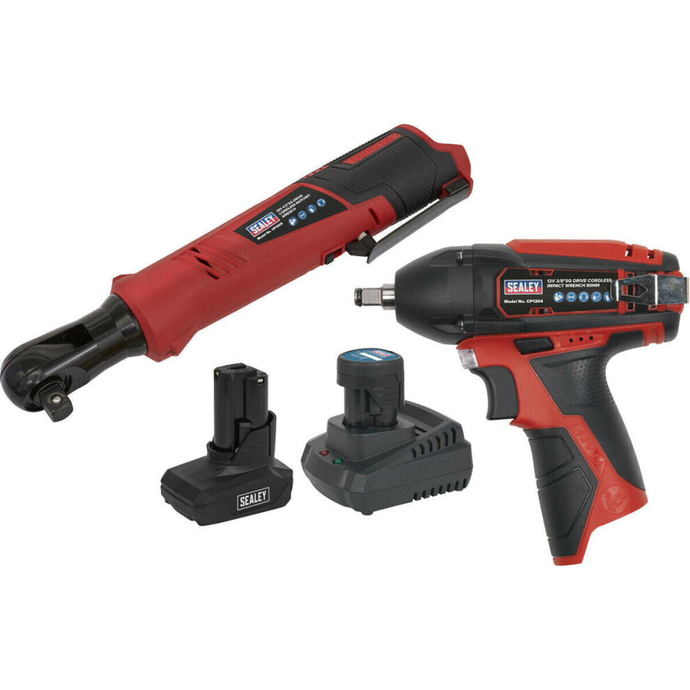 6 Piece 12V Cordless Power Tool Bundle - 2 x Batteries & Charger - Storage Bag