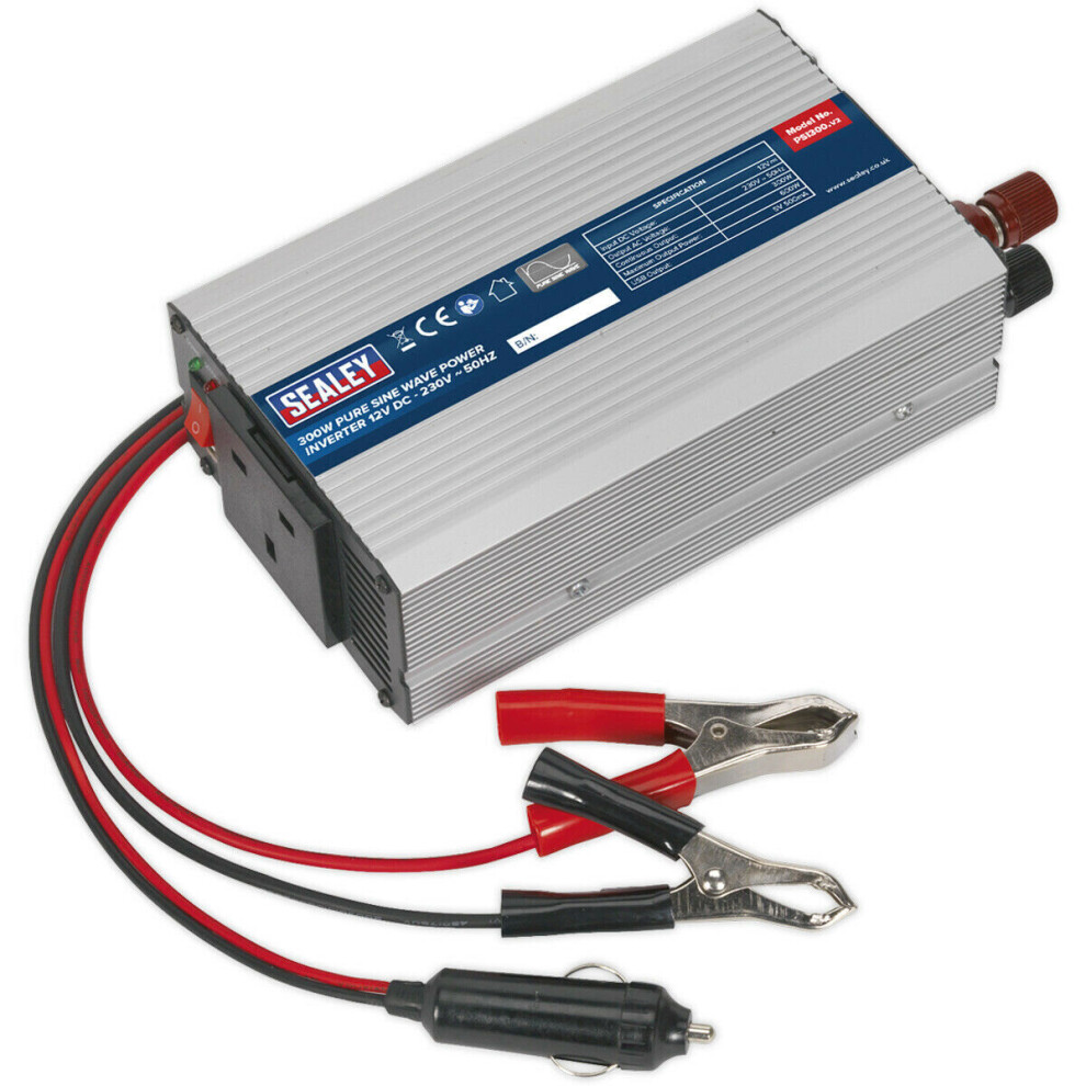 300W Power Inverter - 12V DC to 230V 50Hz - Pure Sine Wave - High Performance