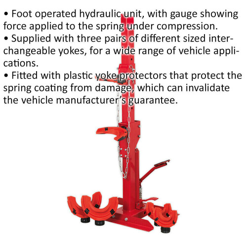 Loops 2000kg Hydraulic Coil Spring Compression Station - Standing Foot Pump 87-202mm 1