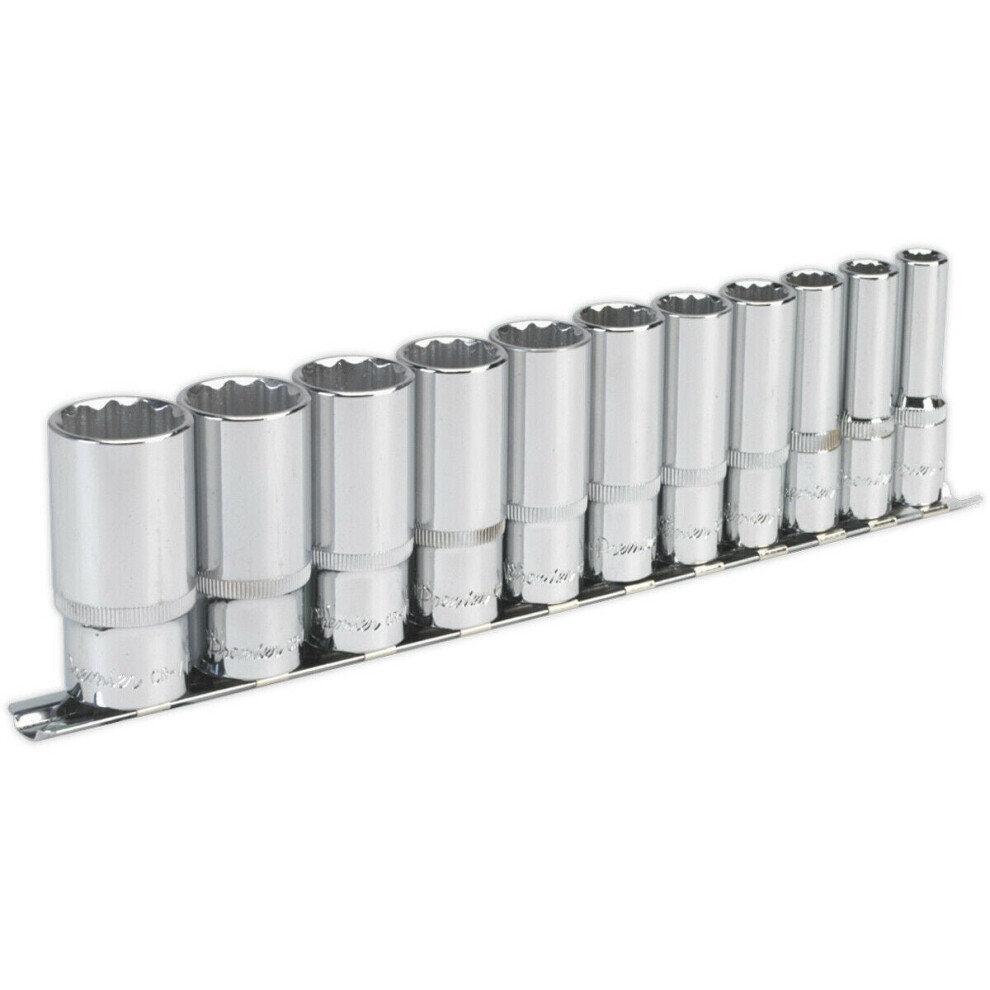 11 Pack - Deep Socket Set - 3/8" Imperial Square Drive - 12 Point Sockets Torque 5056524241776