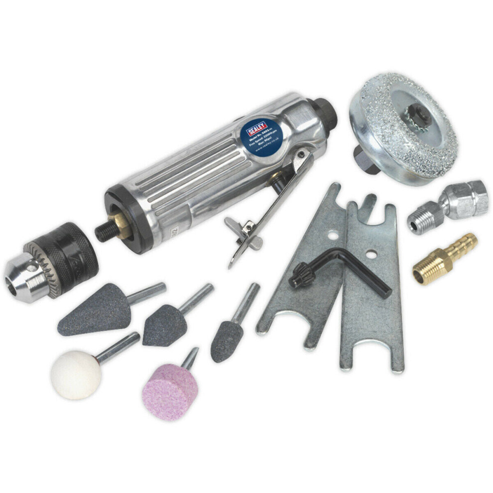 Air Tyre Buffer Kit - Aluminium Cased Air Motor - 22000 RPM - 1/4" BSP Inlet