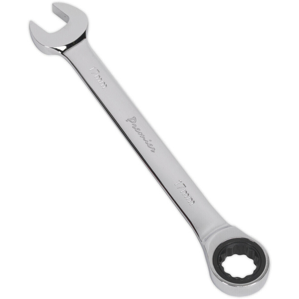Loops 17Mm Ratchet Combination Spanner - Chrome Vanadium Steel - 72 Tooth Ratchet Ring