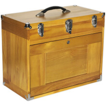 510 x 270 x 405mm Wooden 8 Drawer Machinist Toolbox - Lockable Portable Chest