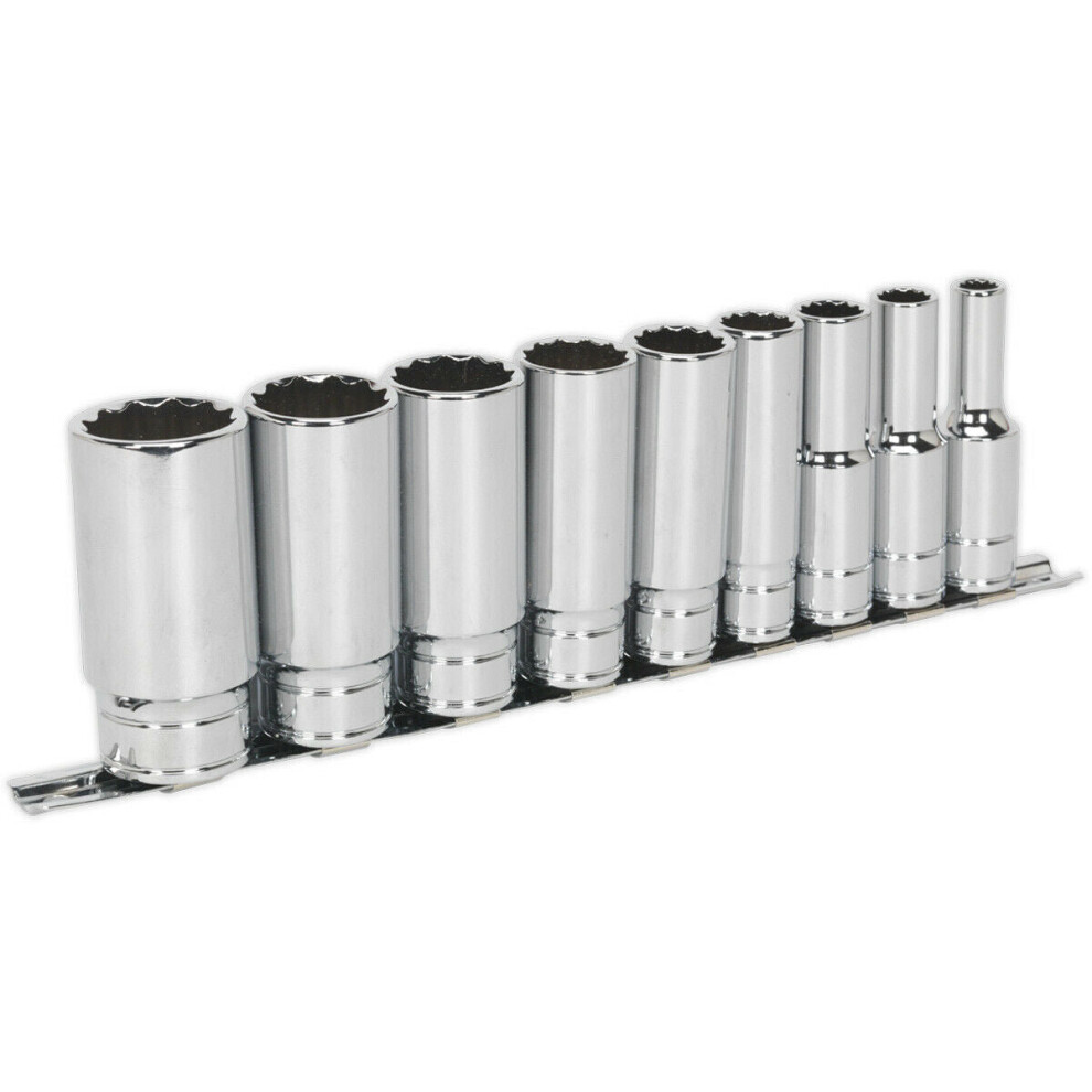 9 PACK - DEEP Whitworth Socket Set - 1/2" Imperial Square Drive 12 Point TORQUE