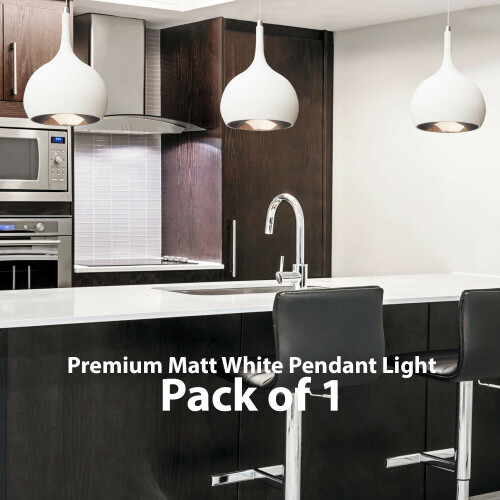 Loops Hanging Ceiling Pendant Light Matt White & Copper Kitchen Lamp Built in LED 1