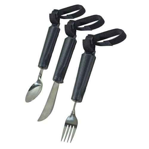 3 Piece Bendable Cutlery Set - Fork Knife and Spoon - Diswasher Safe - Black 2