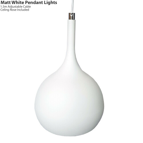 Loops Hanging Ceiling Pendant Light Matt White & Copper Kitchen Lamp Built in LED 2