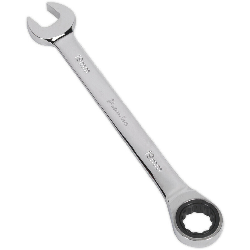 19mm Ratchet Combination Spanner - Chrome Vanadium Steel - 72 Tooth Ratchet Ring