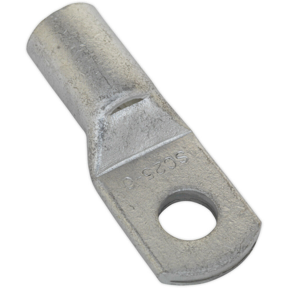 10 Pack Tin-Plated Copper Lug Terminal - 25Mm X 6Mm - Crimp Solder Cable Eyelet 5056524286623