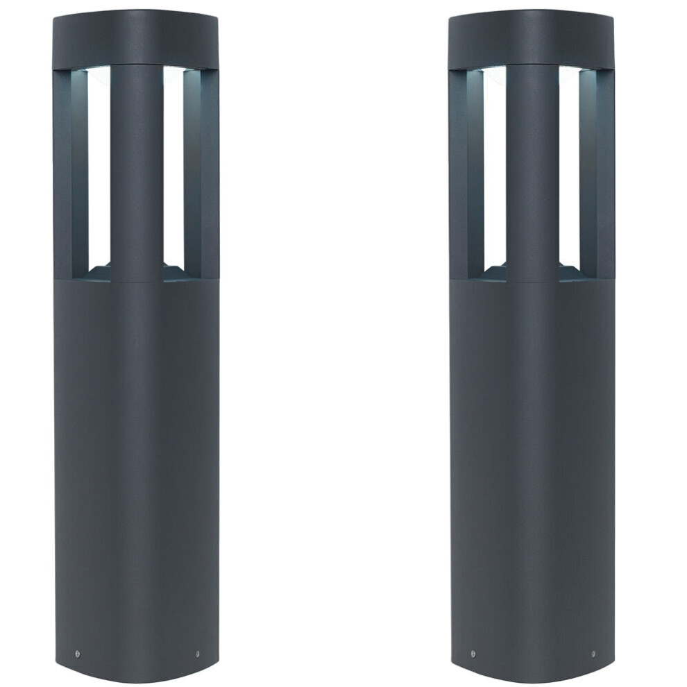 Loops 2 Pack Outdoor Post Bollard Light Grey Triangle Modern Driveway Path Lamp Led