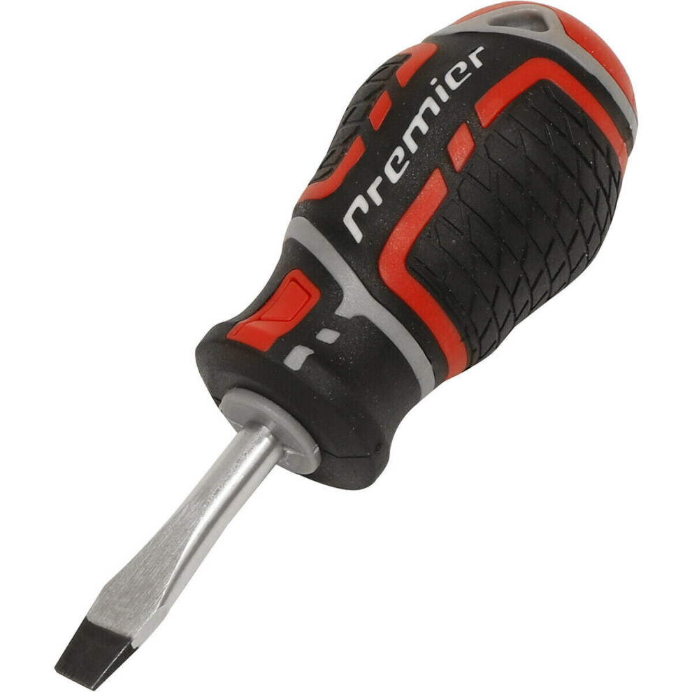 PREMIUM Slotted 6 x 38mm Stubby Screwdriver - Ergonomic Soft Grip Magnetic Tip-image-OPC-P8WJXM8-NEW