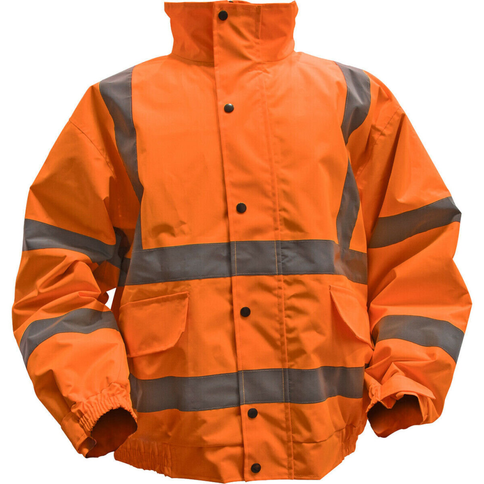 2XL Orange Hi-Vis Jacket with Quilted Lining - Elasticated Waist - Work Wear