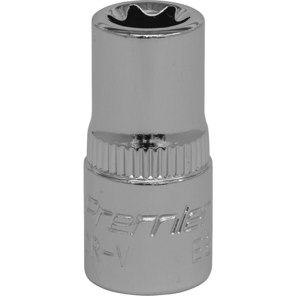 E8 Trx Star Socket Bit - 1/4" Square Drive - Premium Drop Forged Head Knurled