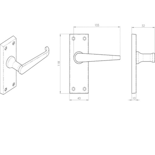 Loops 4x PAIR Straight Victorian Handle on Latch Backplate 150 x 42mm Polished Chrome 2