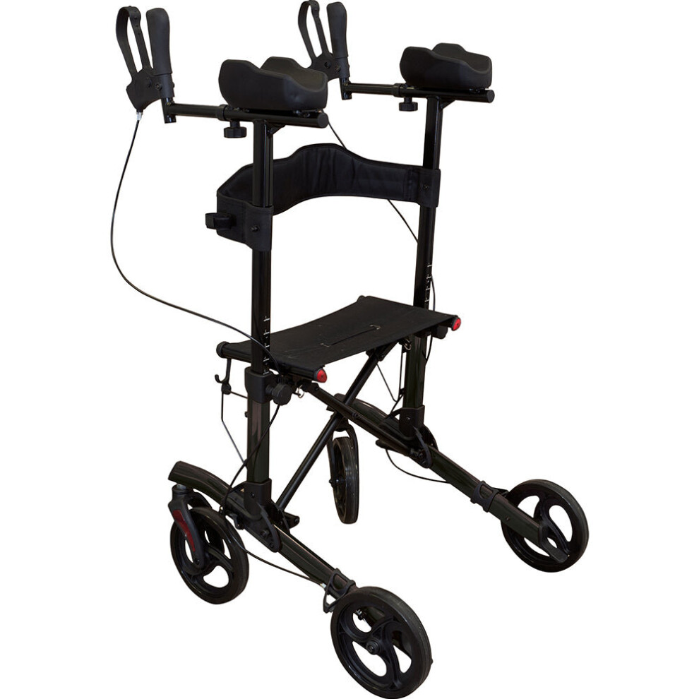 Black Lightweight Aluminium Forearm Rollator Mobility Aid - 136kg Weight Limit