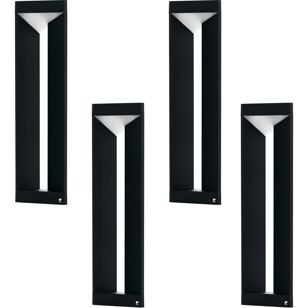 4 PACK IP54 Outdoor Bollard Light Modern Black Aluminium 10W LED Lamp Post