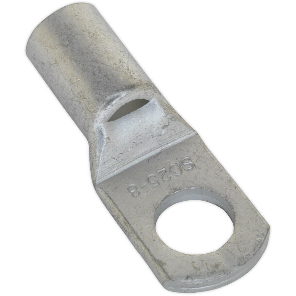 Loops 10 Pack Tin-Plated Copper Lug Terminal - 25Mm X 8Mm - Crimp Solder Cable Eyelet