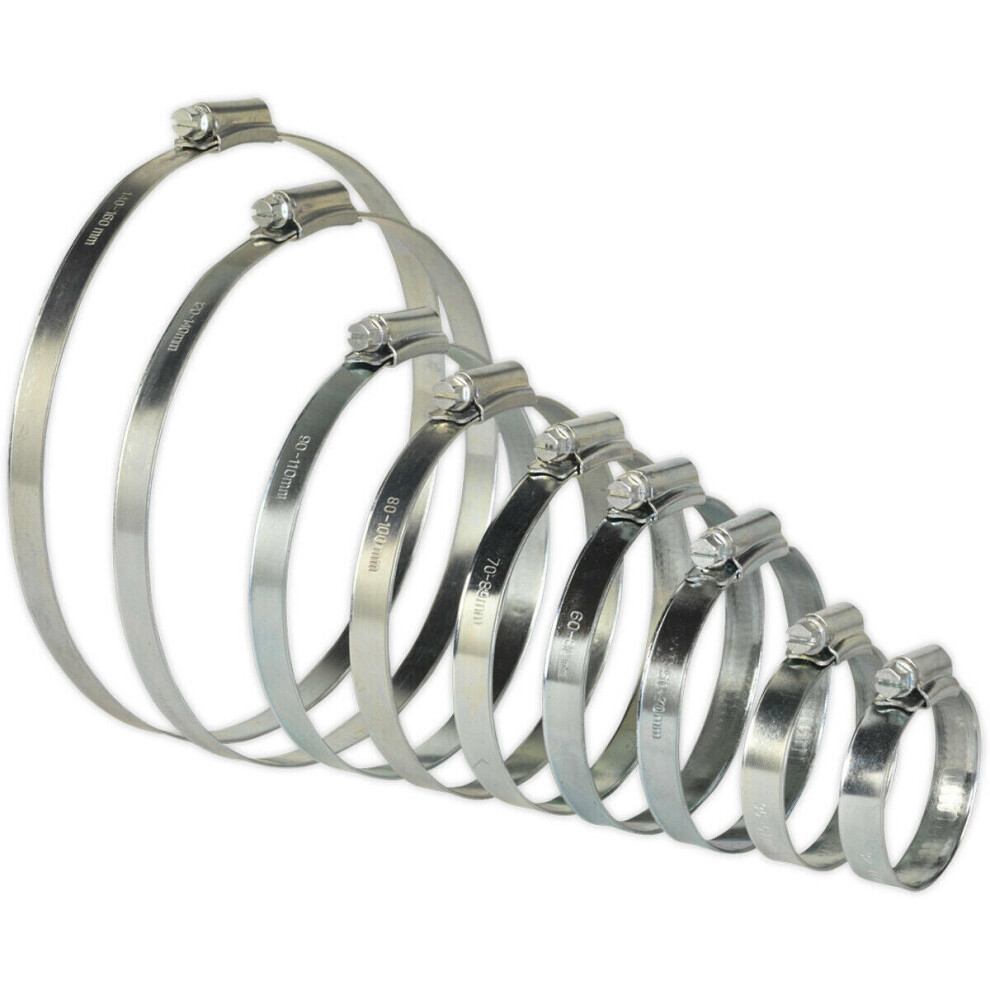 Loops 26 Pc Zinc Plated Hose Clip Assortment - 44 To 160Mm - External Pressed Threads