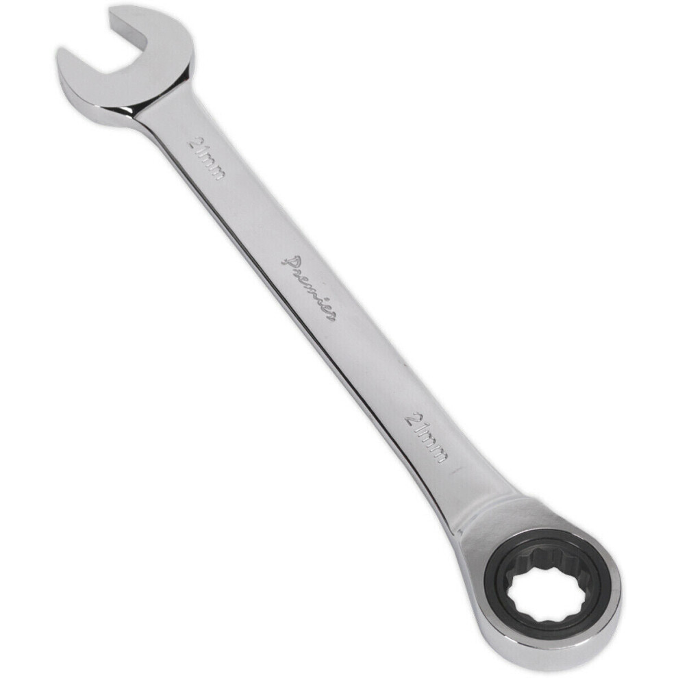 21mm Ratchet Combination Spanner - Chrome Vanadium Steel - 72 Tooth Ratchet Ring