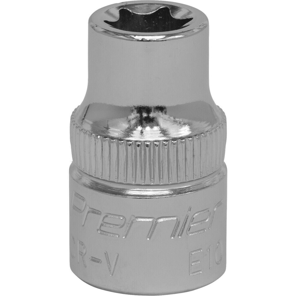 E10 TRX Star Socket Bit - 3/8" Square Drive - PREMIUM Drop Forged Head Knurled