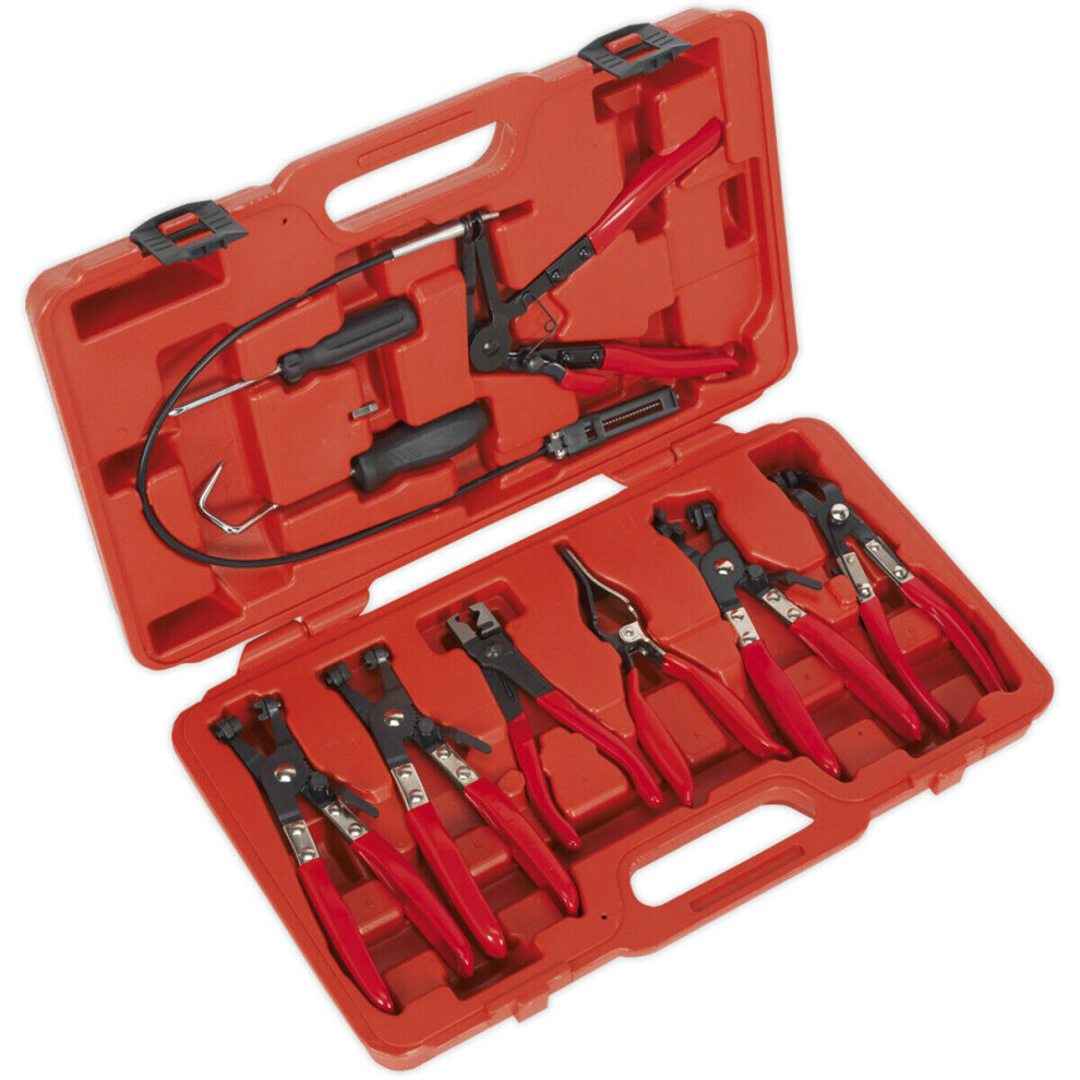 9 Piece Hose Clip Removal Tool Set - Vinyl Dipped Handles - Heavy Duty