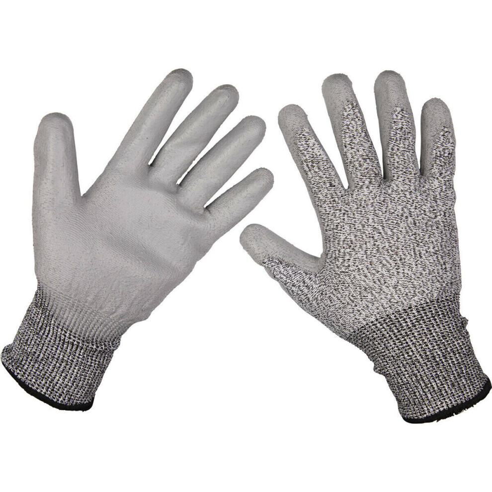 Pair Xl Anti-Cut Pu Gloves - Coated Palm For Added Grip - Abrasion Resistant 5056524236925