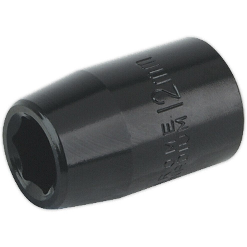 12mm Forged Impact Socket - 1/2 Inch Sq Drive - Chrome-Vanadium Wrench Socket