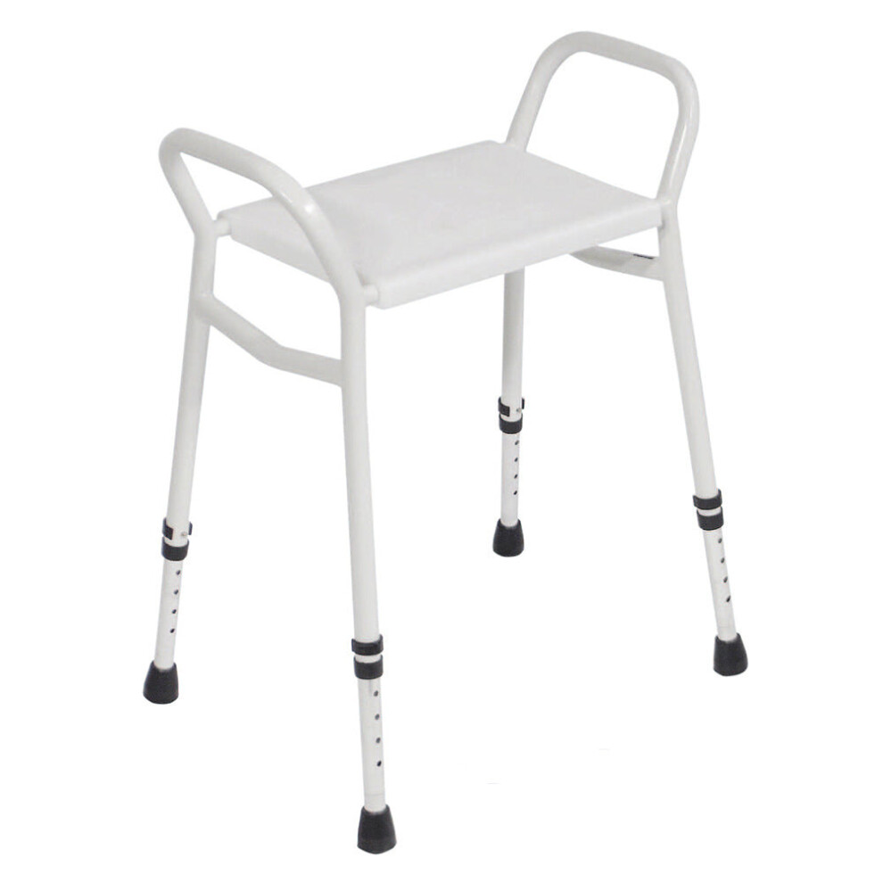 Heavy Duty Aluminium Shower Stool - Height Adjustable - Sturdy Side Handles