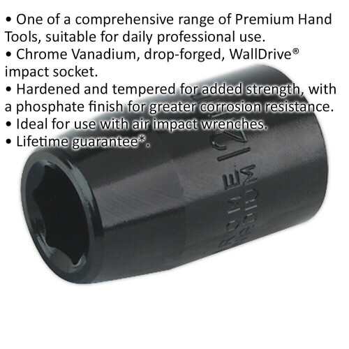Loops 12mm Forged Impact Socket - 1/2 Inch Sq Drive - Chrome-Vanadium Wrench Socket 1