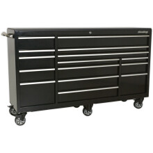 1845 x 510 x 1125mm 15 Drawer BLACK Portable Tool Chest Locking Mobile Storage