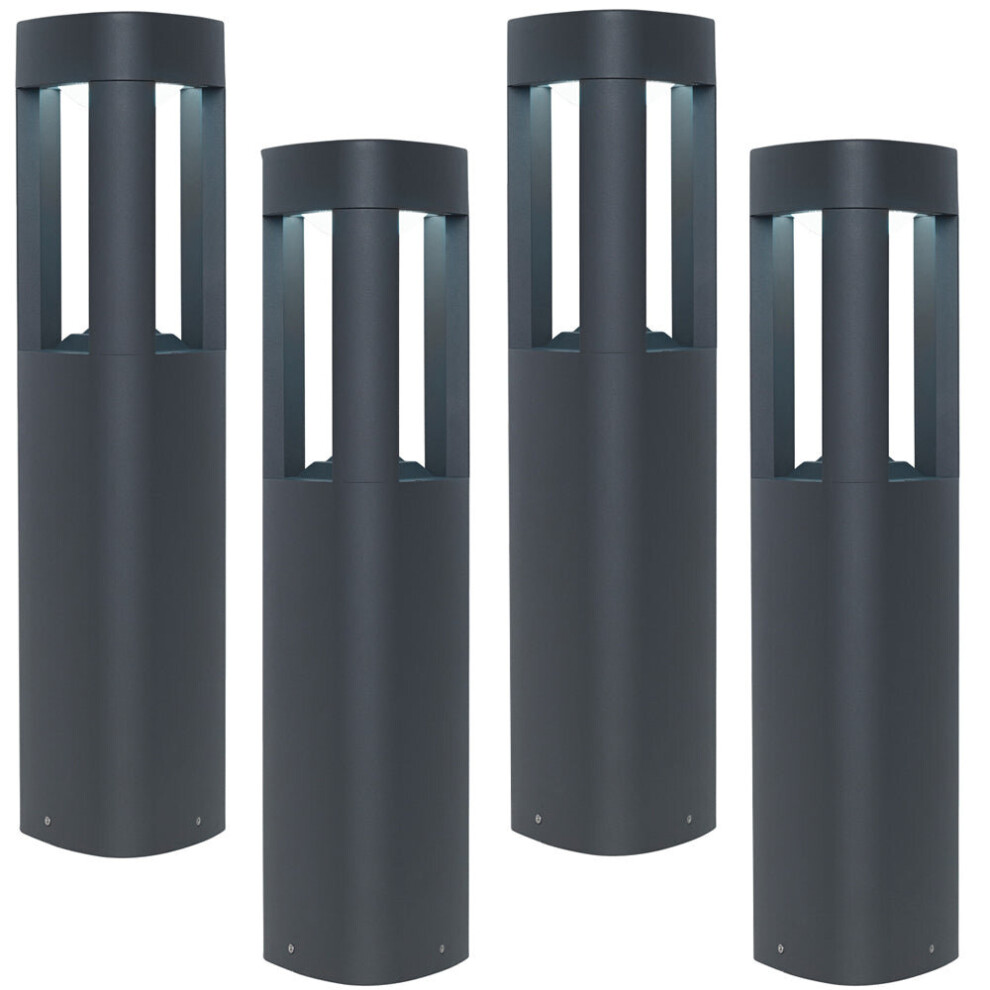 Loops 4 Pack Outdoor Post Bollard Light Grey Triangle Modern Driveway Path Lamp Led