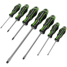 7 PACK Premium Soft Grip Screwdriver Set - Slotted & Phillips Various Size GREEN