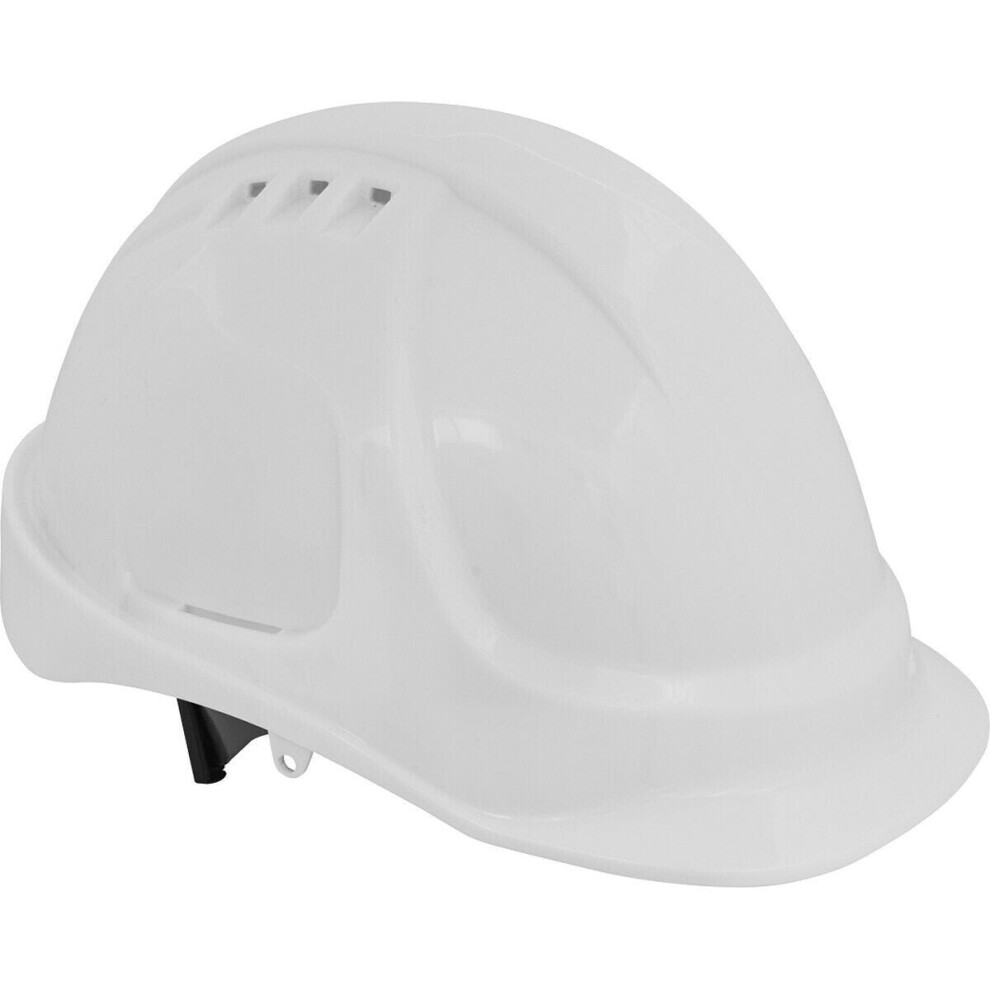 Vented Safety Helmet - Material Webbing Cradle - Accessories Available - White