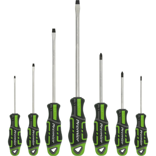 Loops 7 PACK Premium Soft Grip Screwdriver Set - Slotted & Phillips Various Size GREEN 2