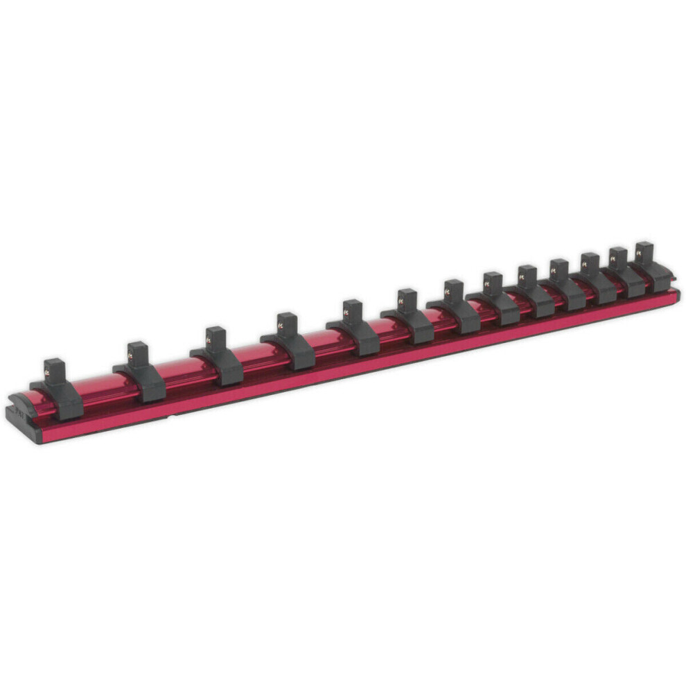 Loops 1/4" Square Drive Bit Holder - 13X Socket Capacity - Retaining Rail Bar Storage