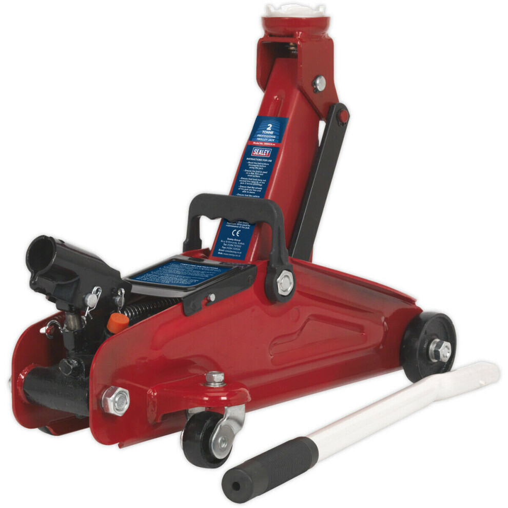 Loops Short Chassis Trolley Jack - 2 Tonne Capacity - 322Mm Max Height - Mobile Jack